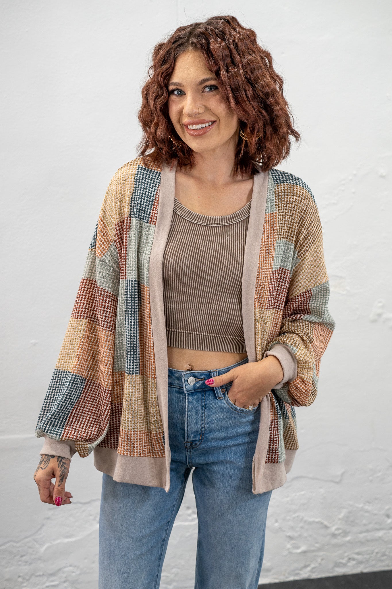 Tonya Checkered Cardigan