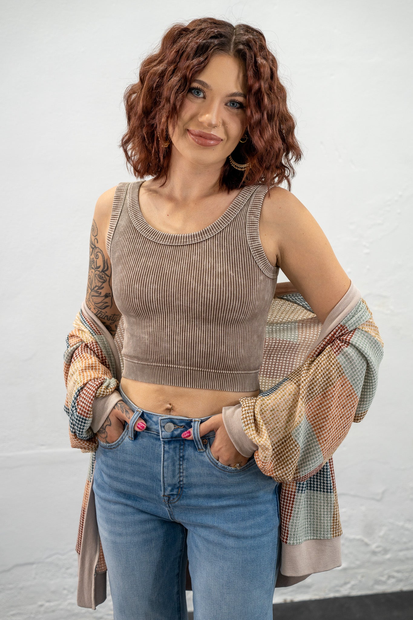 Britt Ash Mocha Ribbed Crop Top