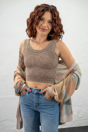 Britt Ash Mocha Ribbed Crop Top
