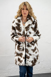 Diamond Cow Print Fur Jacket