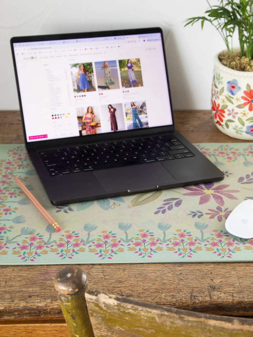 Sage Folk Flower Desk Mat
