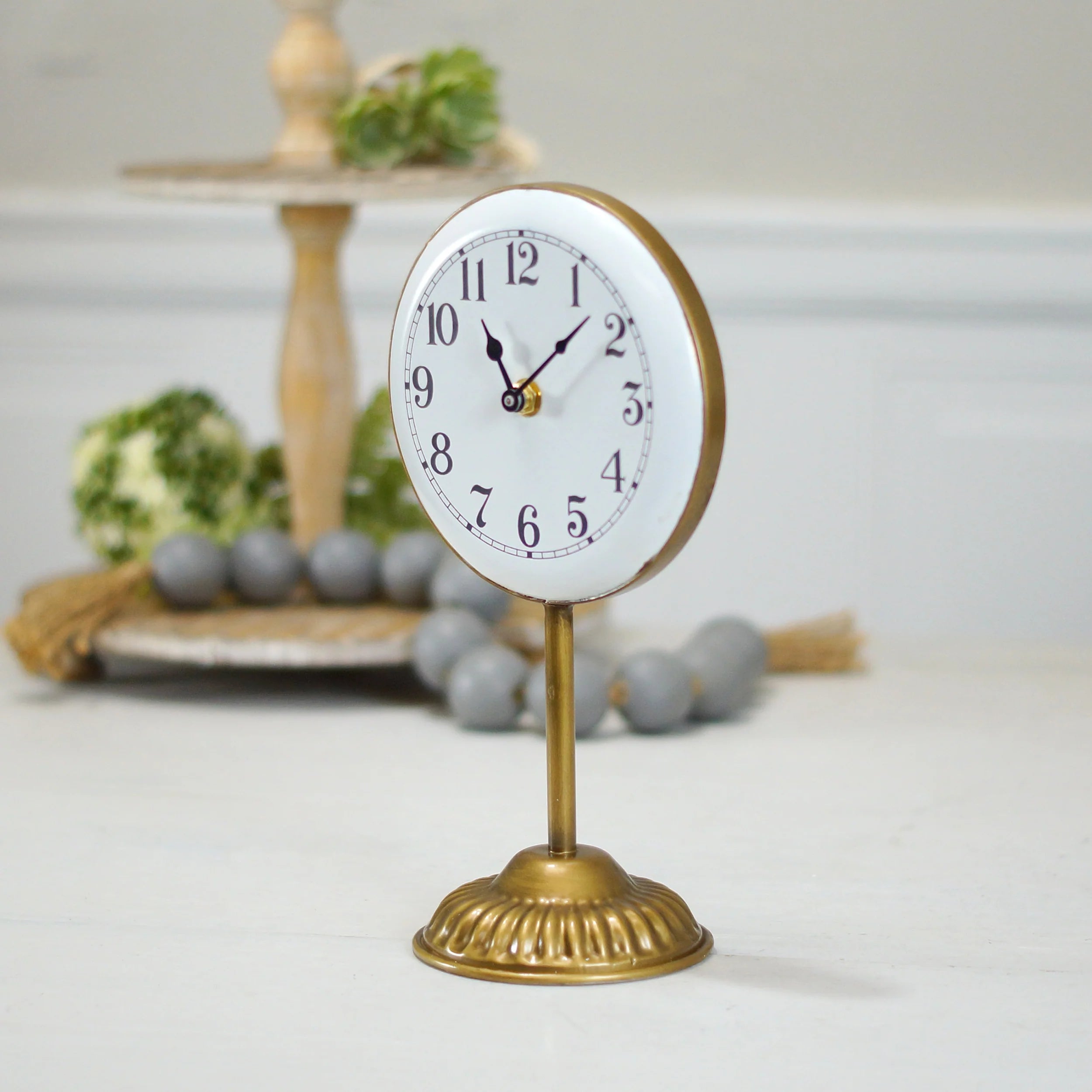 White Iron Table Clock