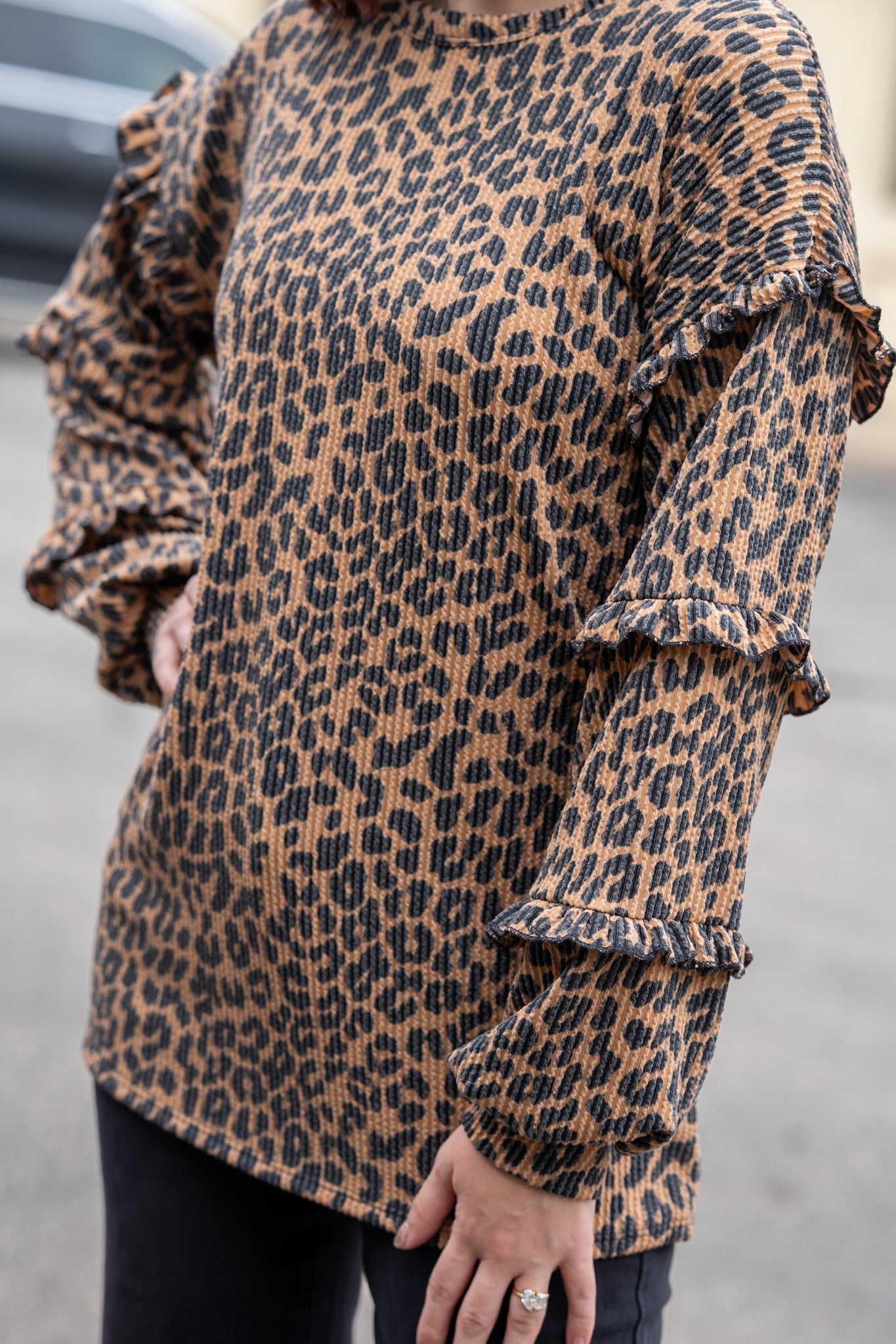 Caroline Urban Camel Leopard Top