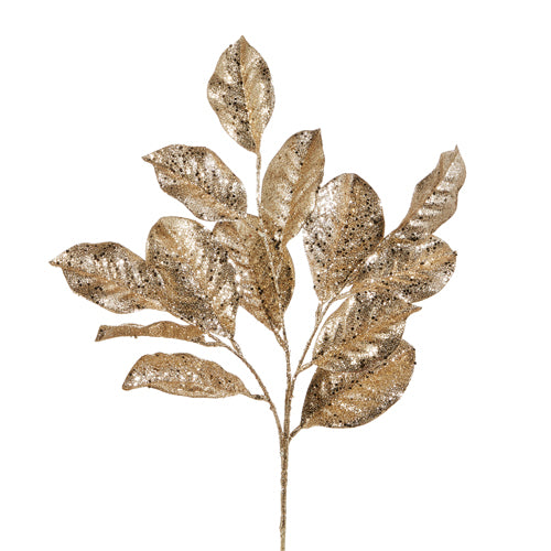 Gold Glitter Magnolia Stem
