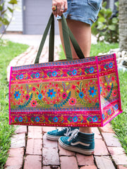 Floral Border Carryall Tote