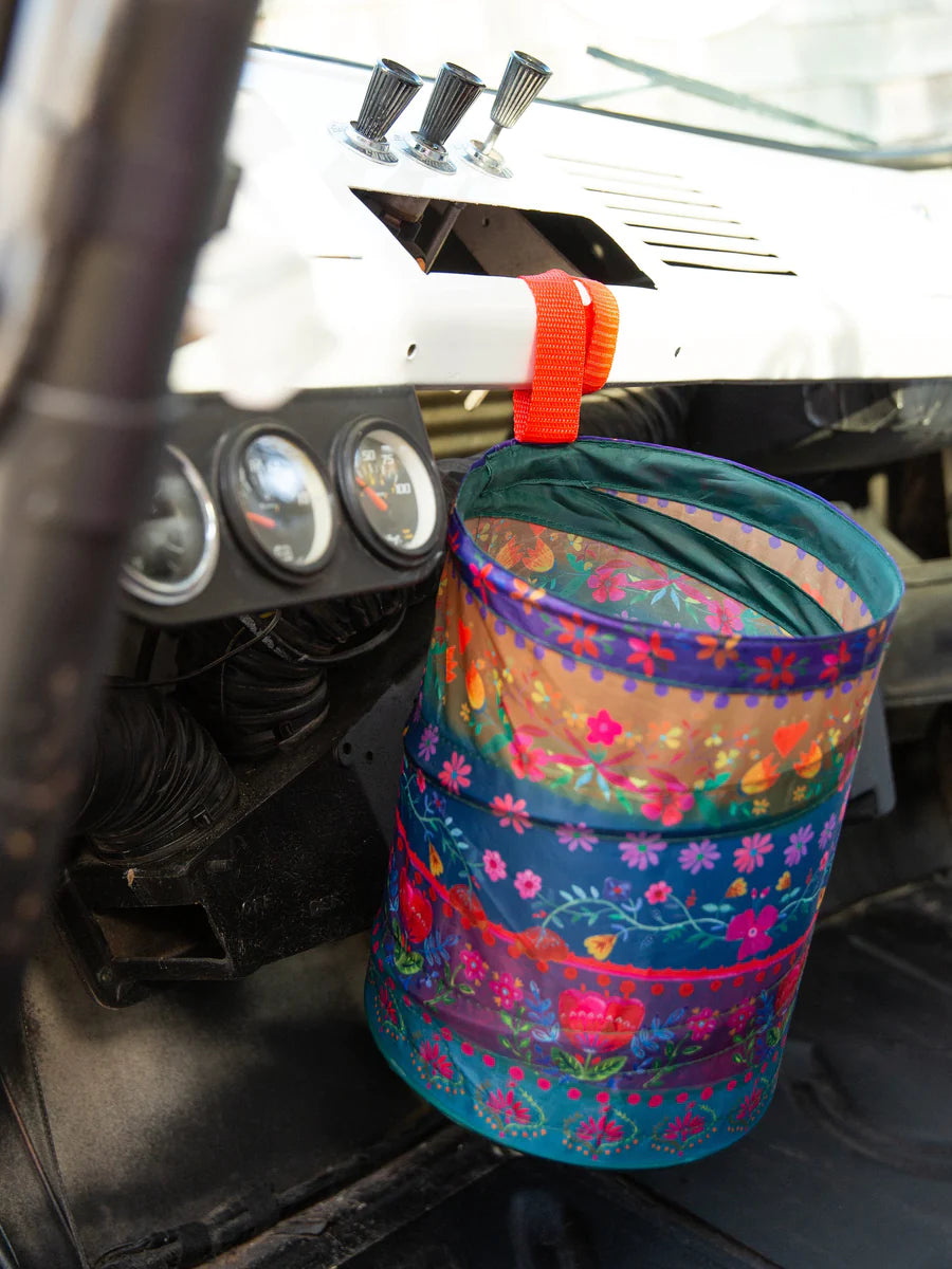 Floral Border Pop Up Car Trash Bin