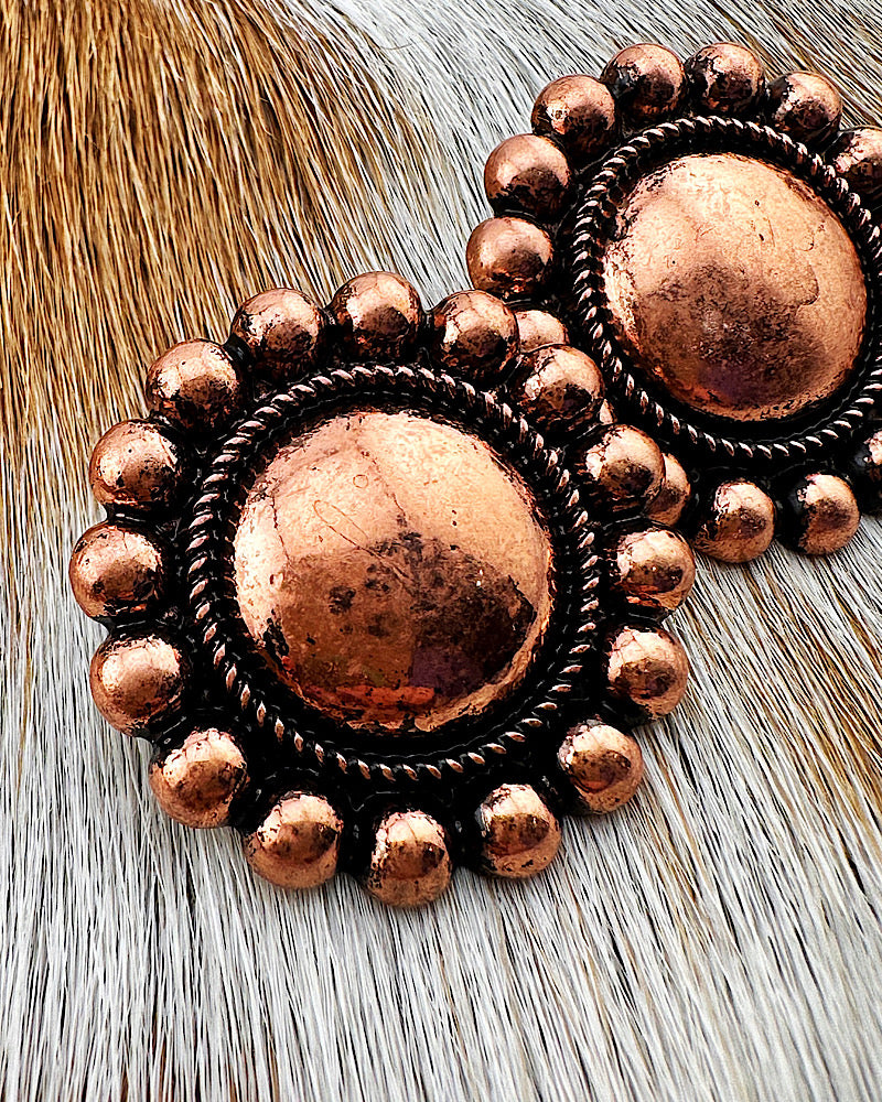 Clara Copper Button Studs