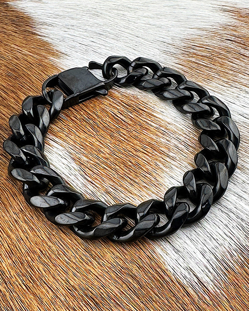 Men's Crucible Stainless Steel Black Leather Wrap Bracelet