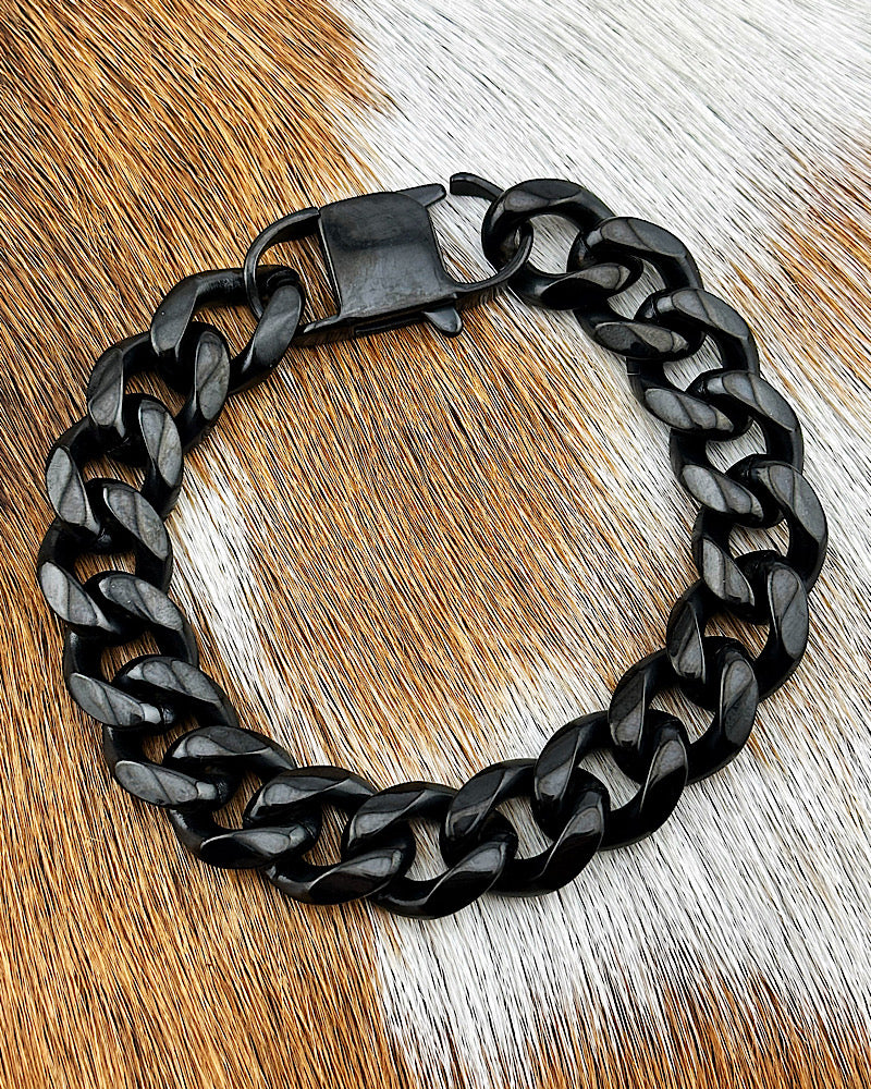 Men's Crucible Stainless Steel Black Leather Wrap Bracelet