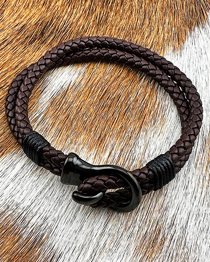 Chocolate Leather Hook Men's Bracelet