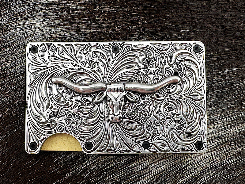 Texas Longhorns Laser Engraved Black Trifold Wallet