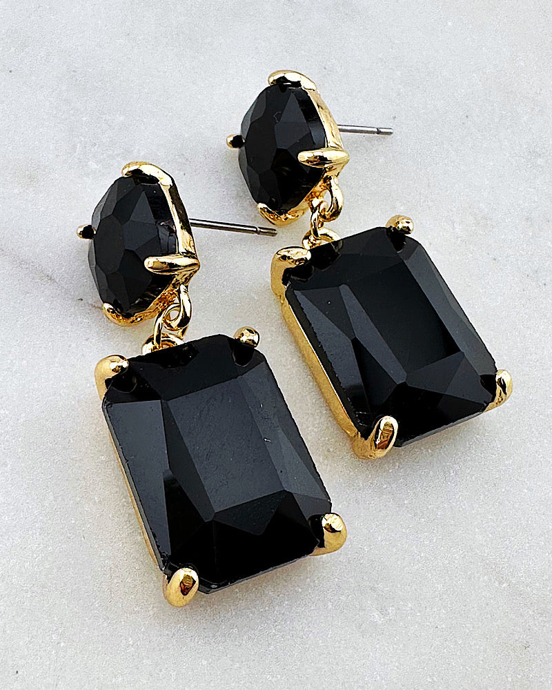 Angela Black Jeweled Earrings