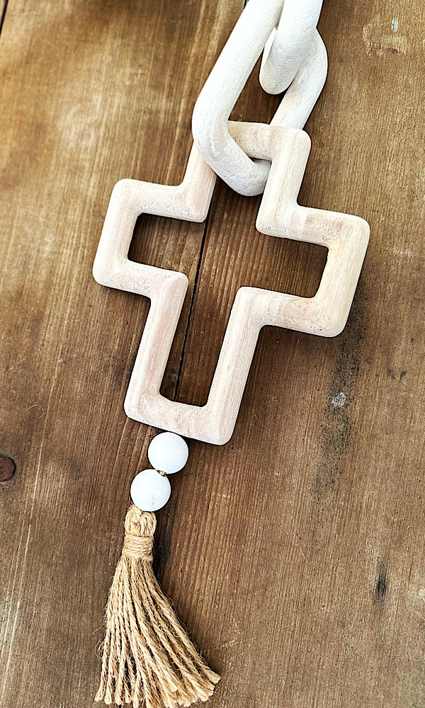 Chunky Wood Cross Chain