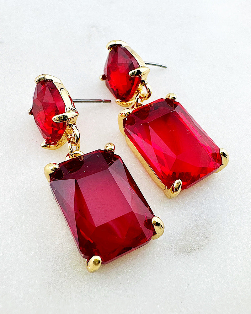 Angela Ruby Jeweled Earrings