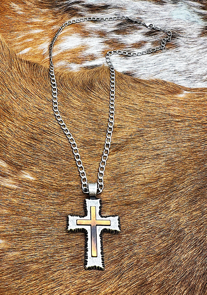 Burnished Cross Necklace