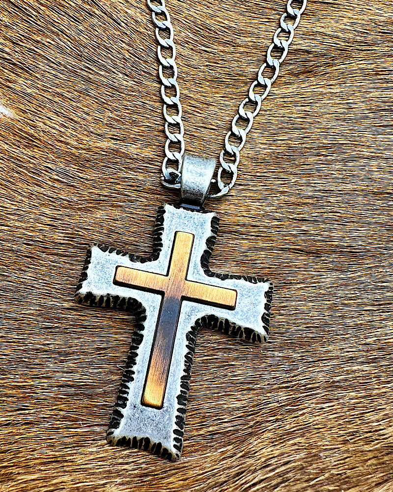 Burnished Cross Necklace