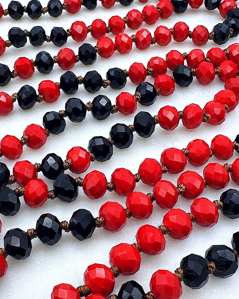 Black & Cherry Red Colorblock Layering Beads