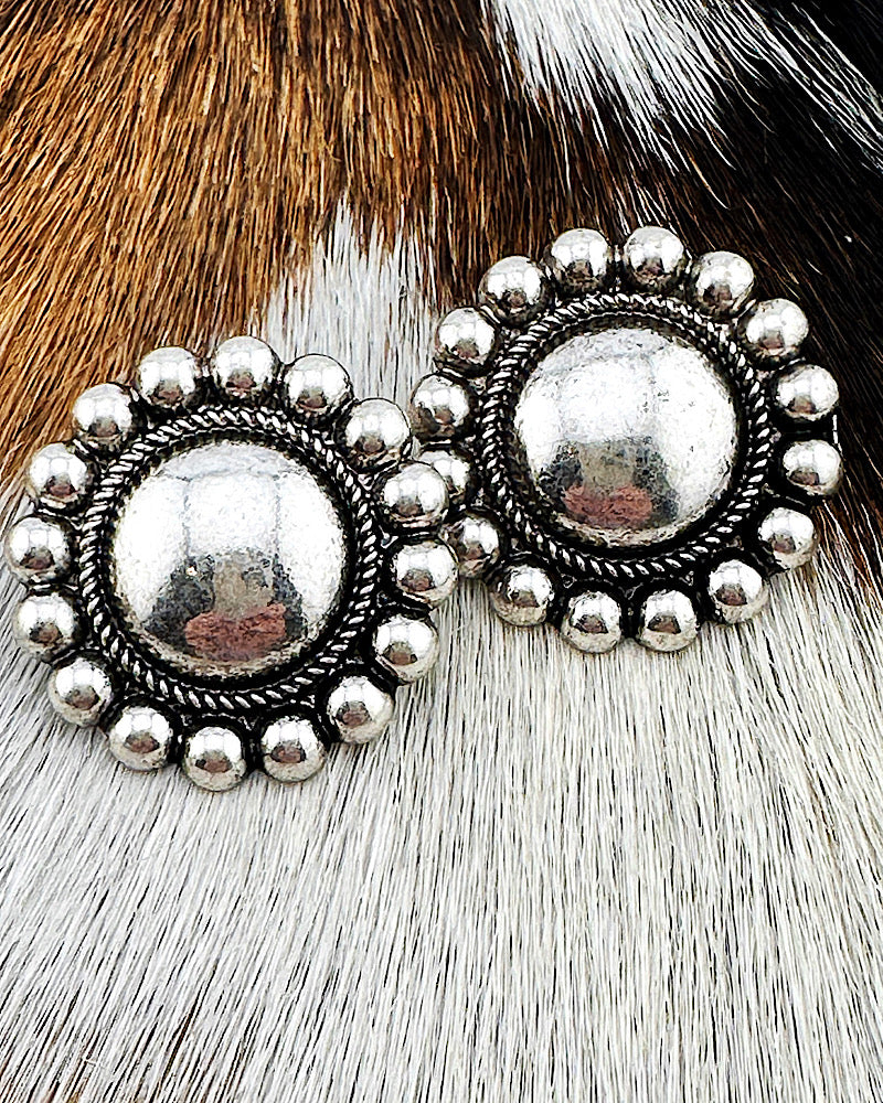 Clara Silver Button Studs