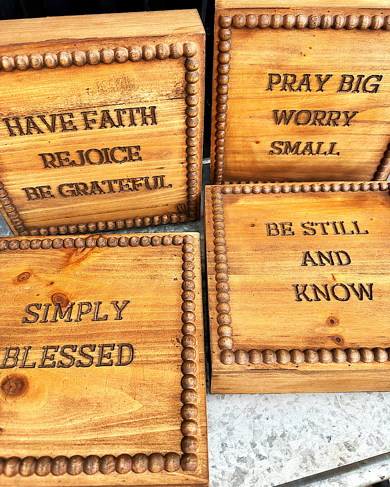 Beaded Wood Blessing Sign