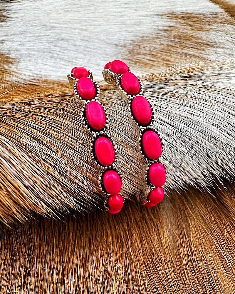Whiskey River Hot Pink Medium Hoops