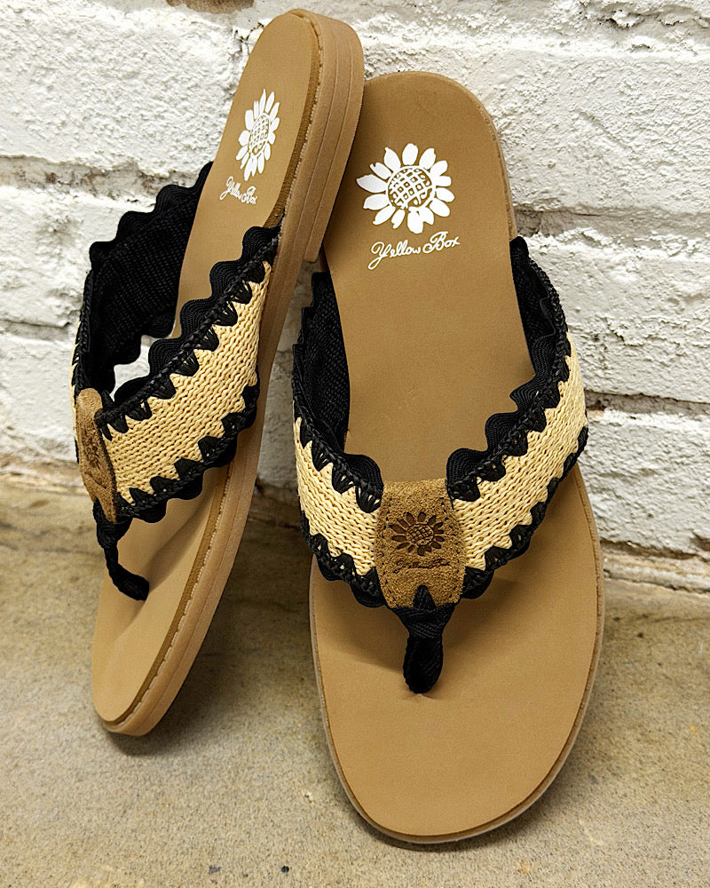 Irina Black Raffia Sandals