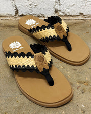 Irina Black Raffia Sandals