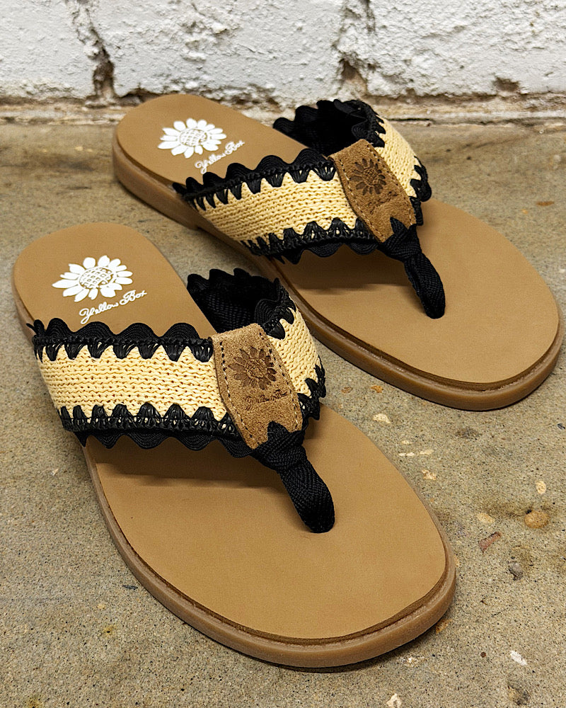 Irina Black Raffia Sandals