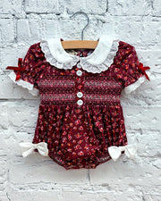 Burgundy Blooms Bubble Romper
