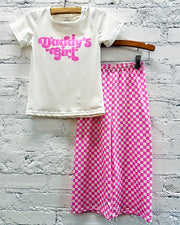 Daddy's Girl Pink Check Pants Set