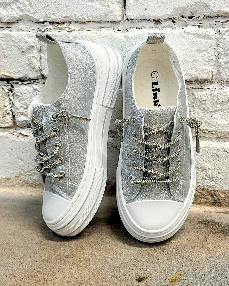 Kids Wild Card Silver Glitter Sneakers