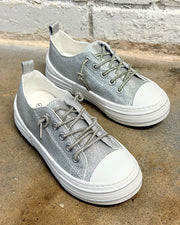 Kids Wild Card Silver Glitter Sneakers