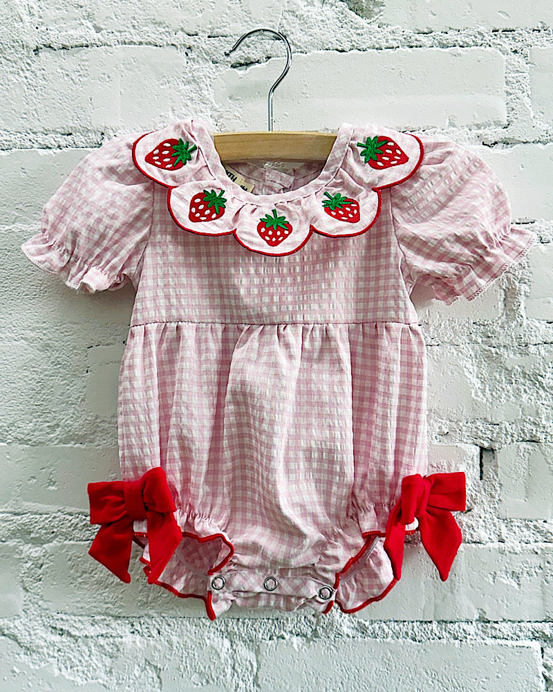 Berry Cute Gingham Romper