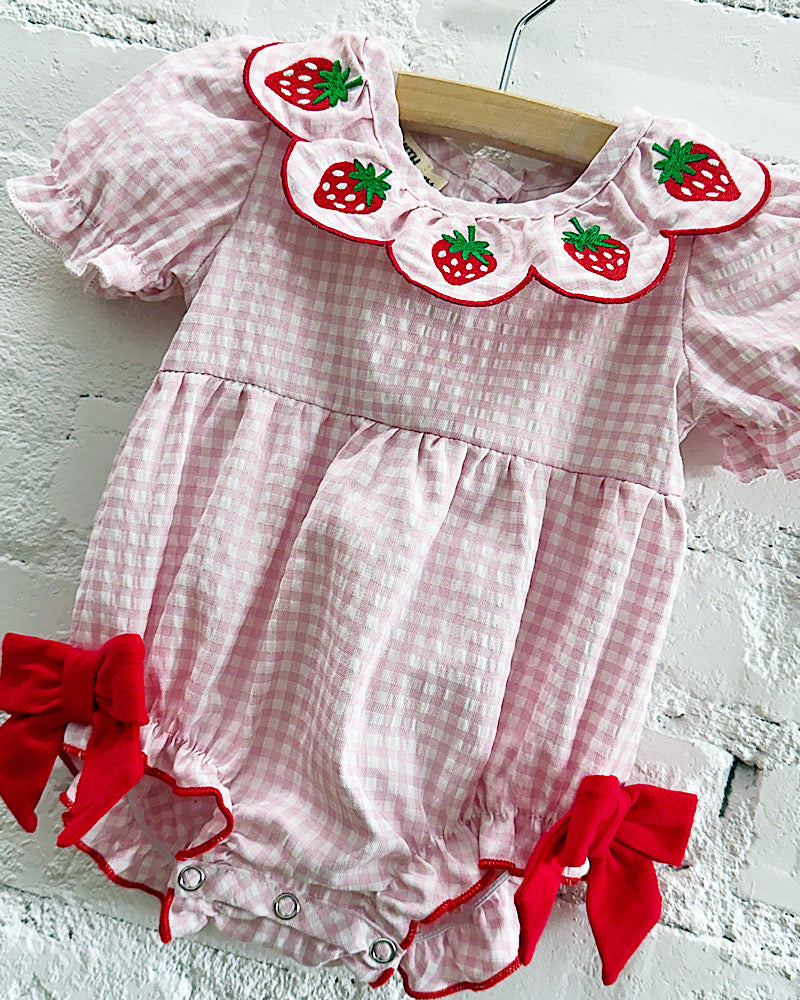 Berry Cute Gingham Romper