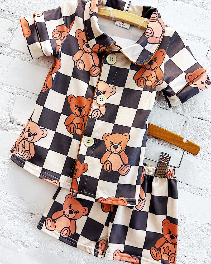 Checkered Teddy Bear Set