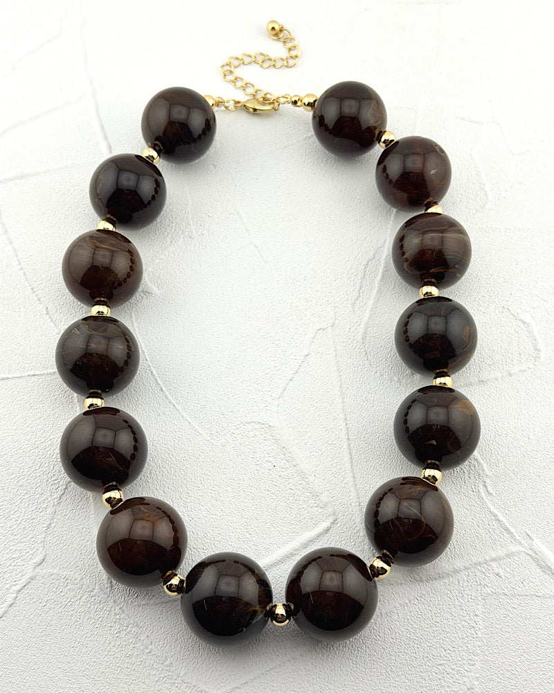 Over The Top Brown Beaded Necklace