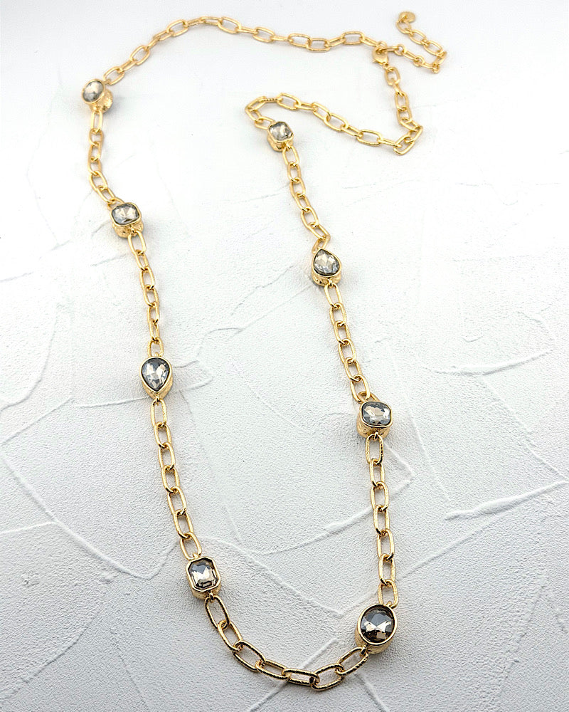 Juliet Black Diamond Jeweled Long Necklace