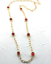 Juliet Ruby Jeweled Long Necklace
