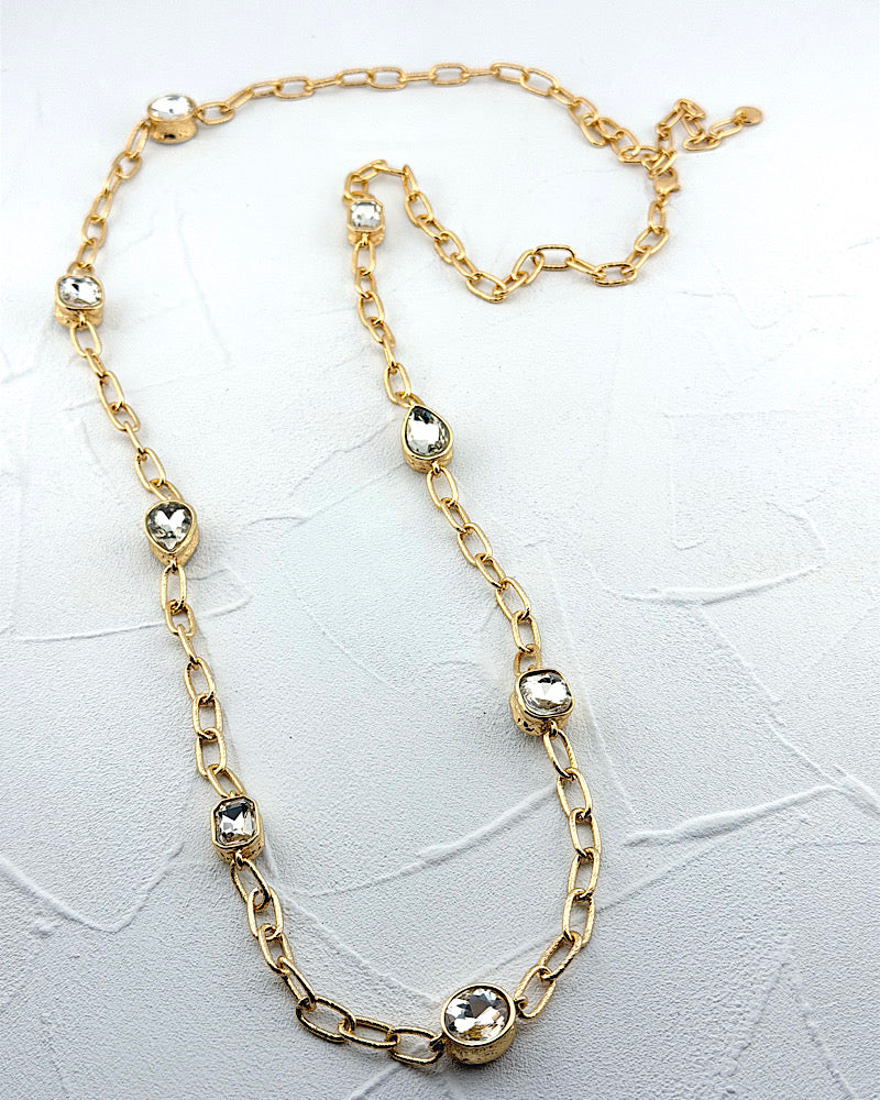 Juliet Clear Jeweled Long Necklace