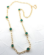 Juliet Emerald Jeweled Long Necklace
