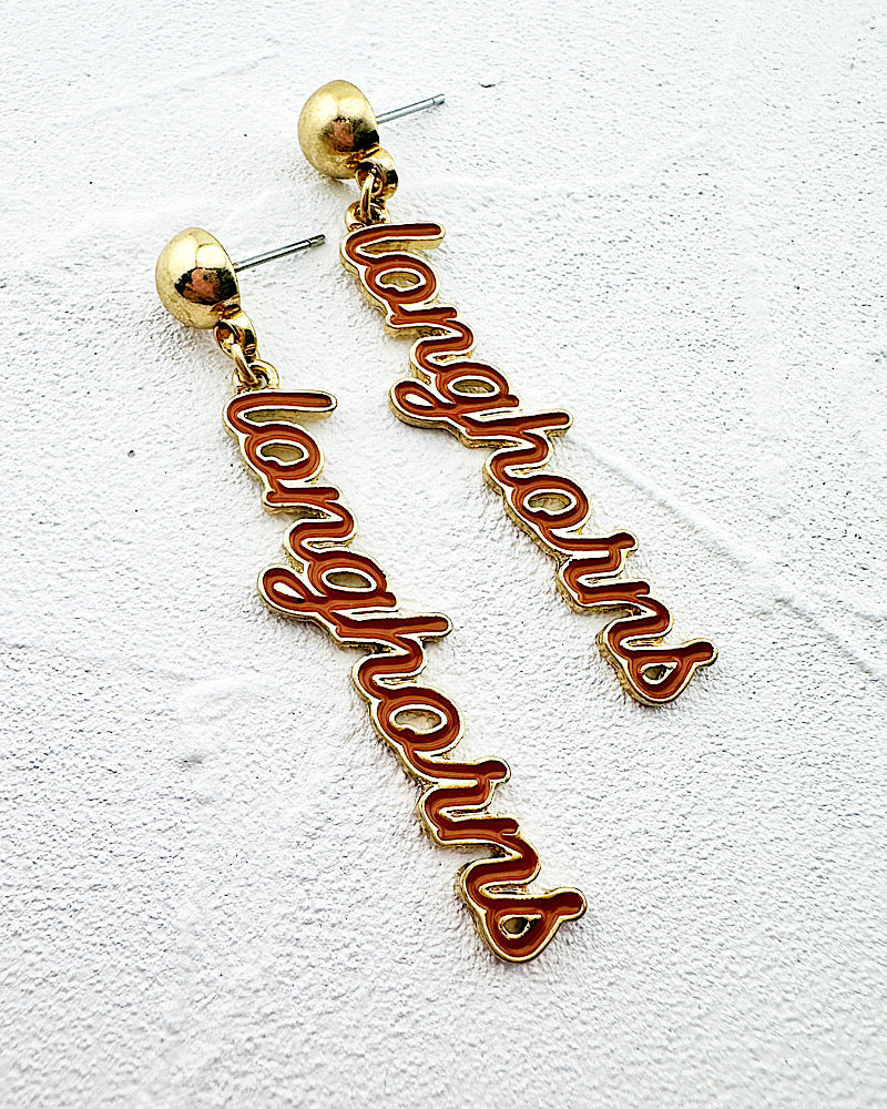 Longhorns Script Earrings