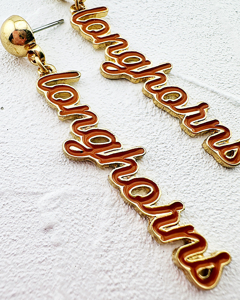 Longhorns Script Earrings