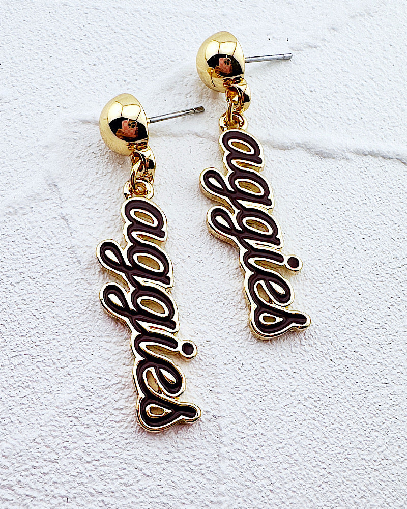 Aggies Script Earrings