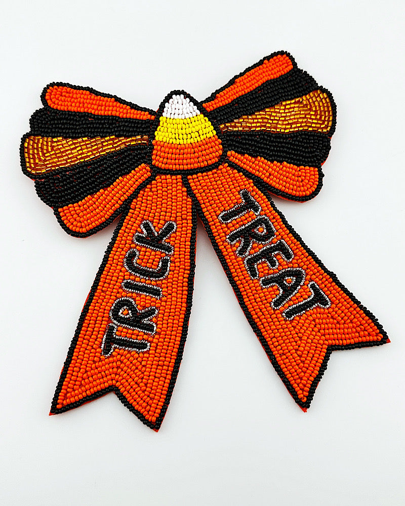 Trick Or Treat Beaded Bow Clip