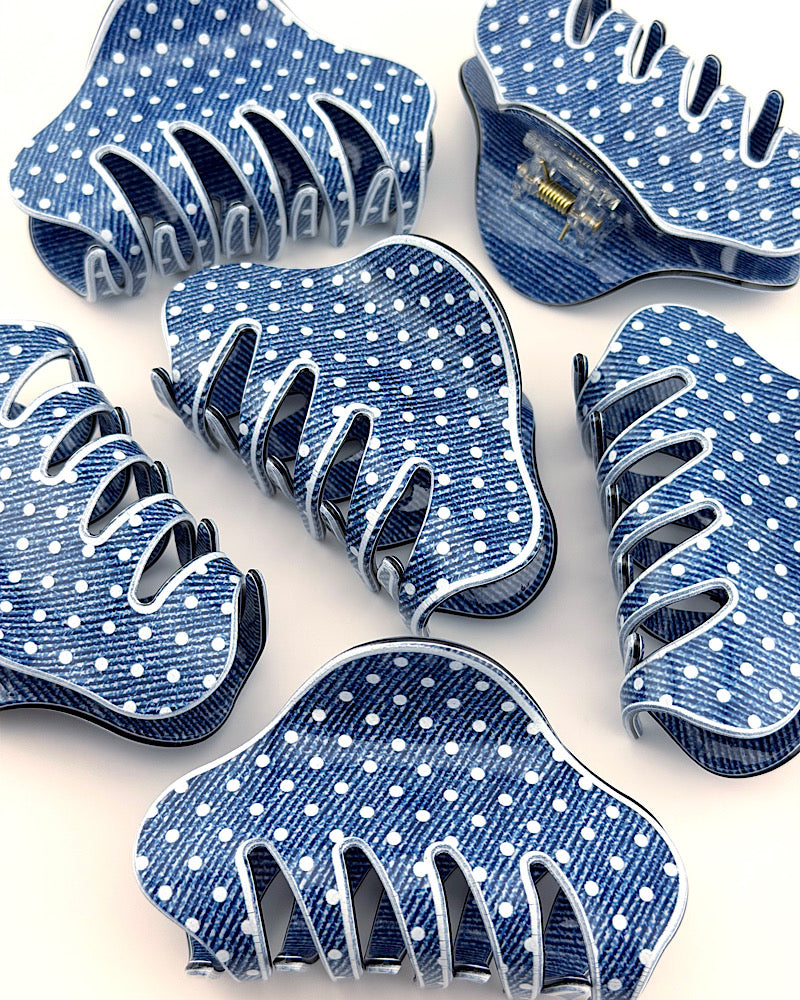 Denim Dots Hair Clip