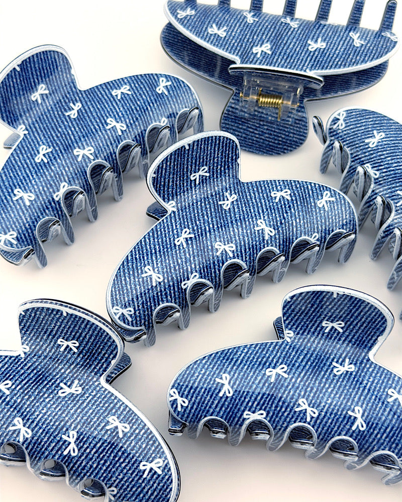Denim Bows Hair Clip