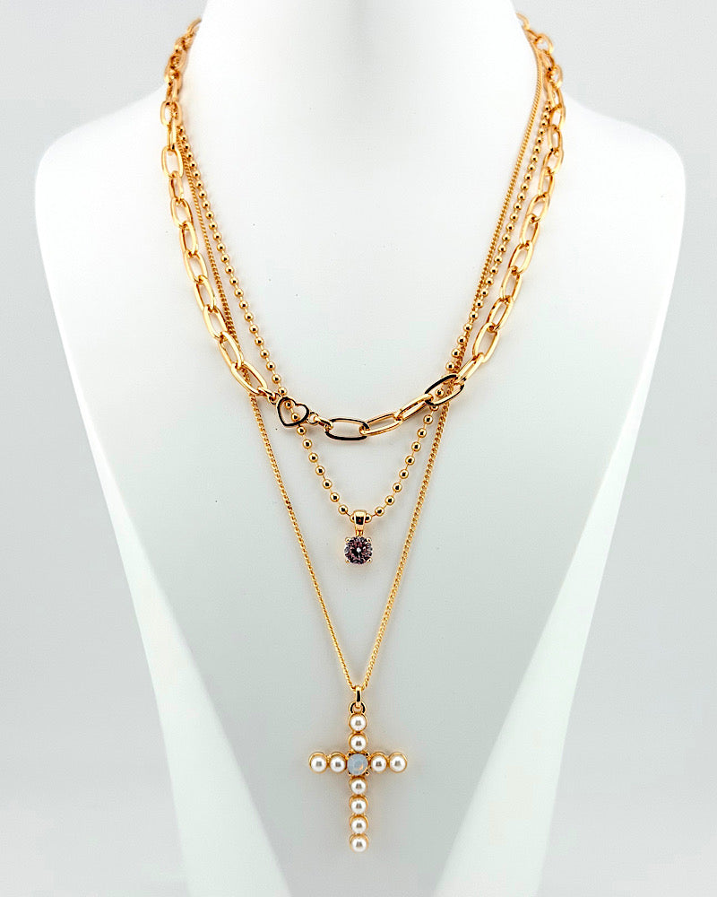 Pearl & Proper Cross Necklace