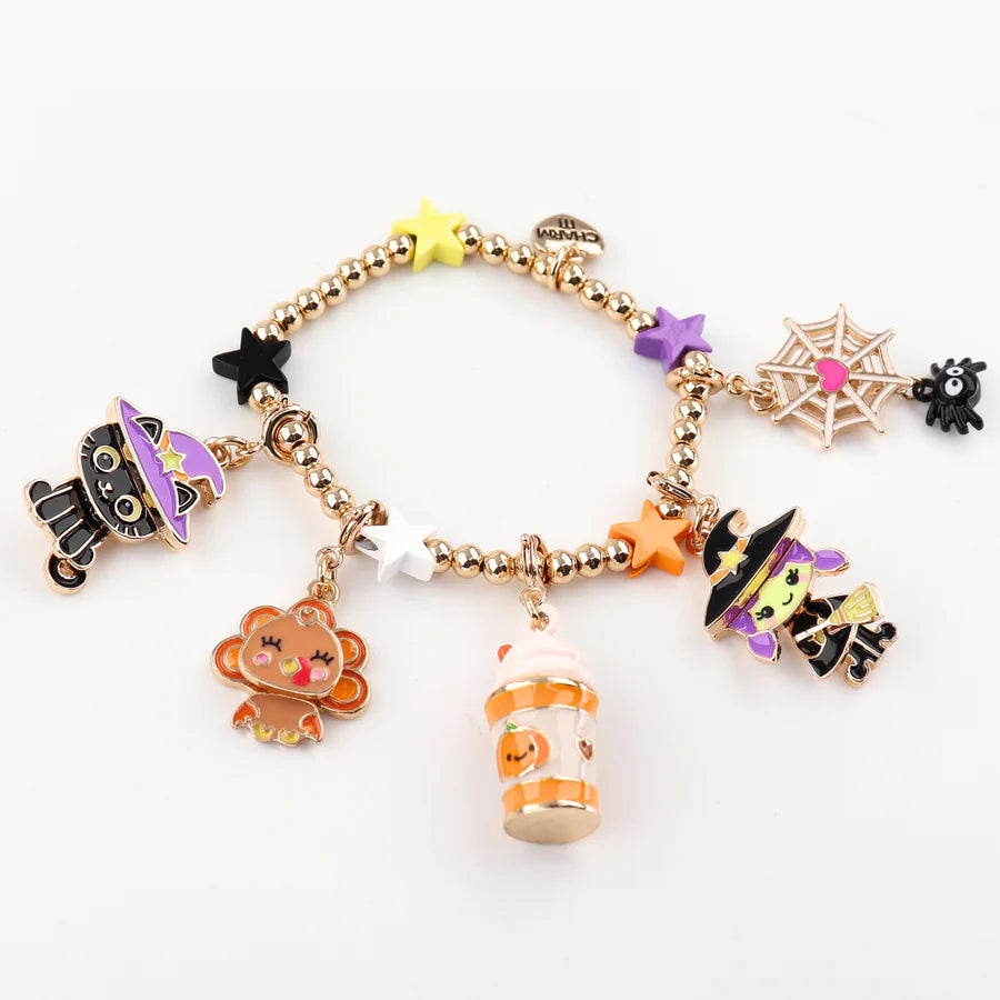 Gold Halloween Stretch Bead Bracelet