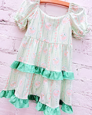 Bow-Tied Goose Tiered Dress