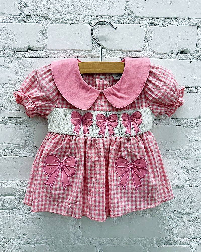 Gingham Bows Onesie Dress