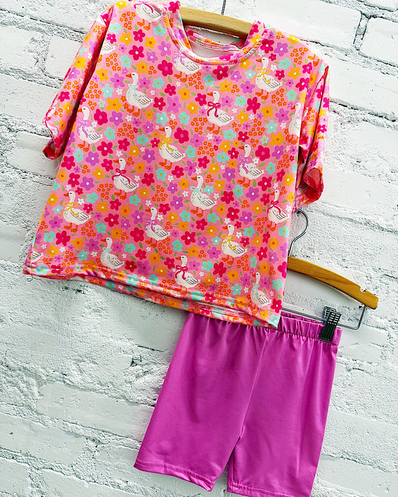 Silly Goose Club Pink Biker Short Set